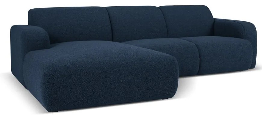 Ciemnoniebieski narożnik z materiału bouclé (lewostronny) Molino – Micadoni Home