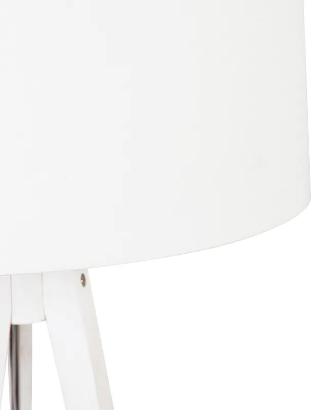 Nowoczesna lampa podłogowa trójnóg biała z abażurem białym 50 cm - Tripod Classic Nowoczesny Oswietlenie wewnetrzne