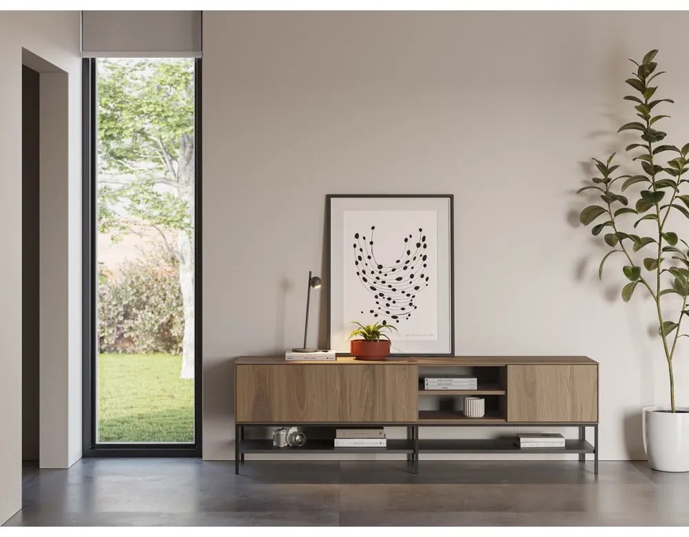 Szafka pod TV w dekorze dębu w naturalnym kolorze 180x55x35 cm Amira – Marckeric