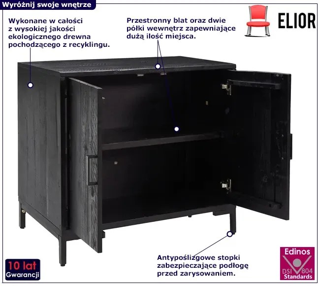 Czarna drewniana komoda na nóżkach E7-T86