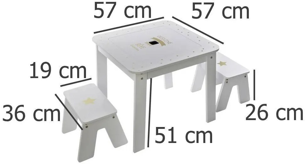 Stolik dla dzieci z tablicą do pisania + 2 taboret