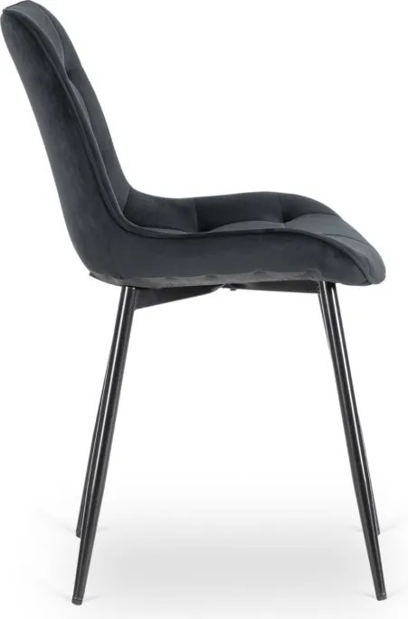 Krzesło Tapicerowane do Jadalni CHRIS Czarne Welurowe Nowoczesne Loft