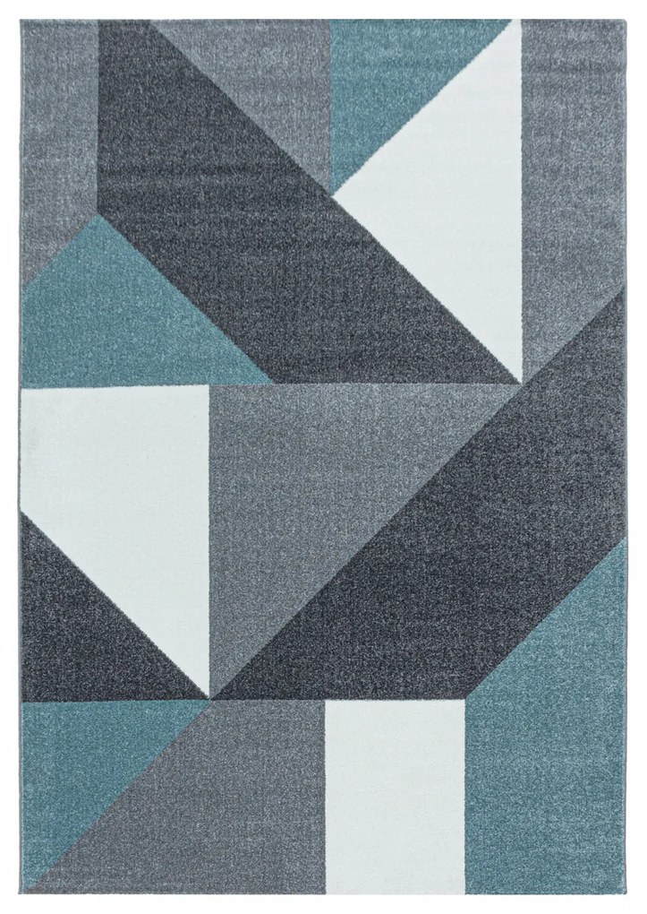 Dywan nowoczesny Ottawa wielokąty niebiesko-szary 80 cm x 150 cm