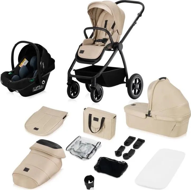 Lionelo - Wózek wielofunkcyjny 3 w 1 MERIL Beige Sand