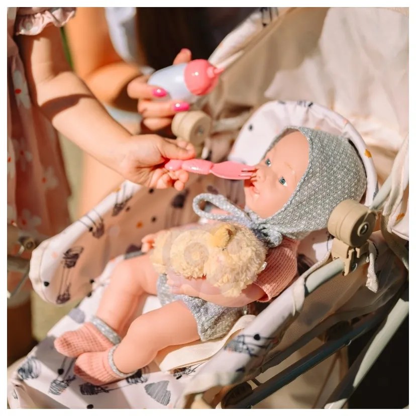 Woopie royal lalka bobas 36 cm w ubranku z misiem akcesoria do karmienia