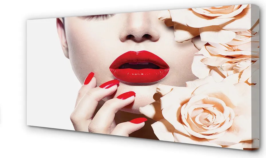Obraz drukowany na płótnie Róże i Czerwone Usta
