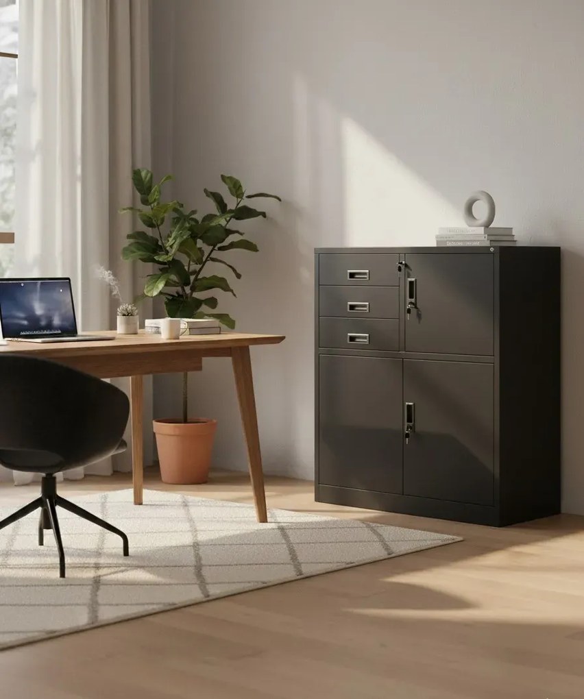 Czarna szafka biurowa z szufladami K5-W19