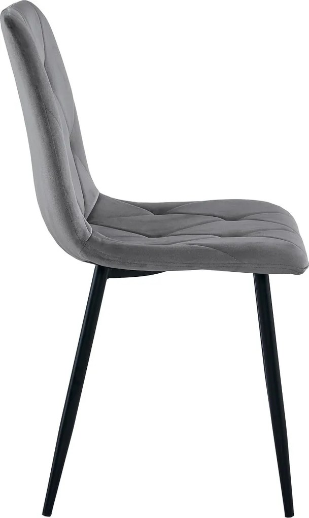 Ciemnoszare krzesło do kuchni LIBRA aksamitne z czarnymi nogami