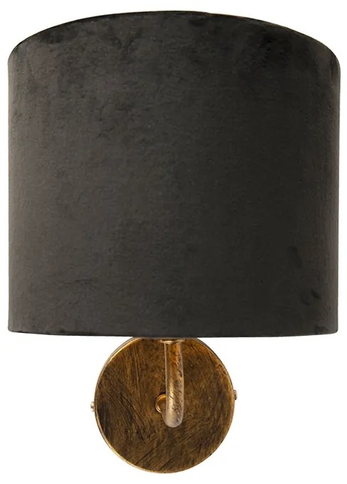 Vintage Kinkiet / Lampa scienna Złoty Z Czarnym Aksamitnym Kloszem - Matt Retro Oswietlenie wewnetrzne