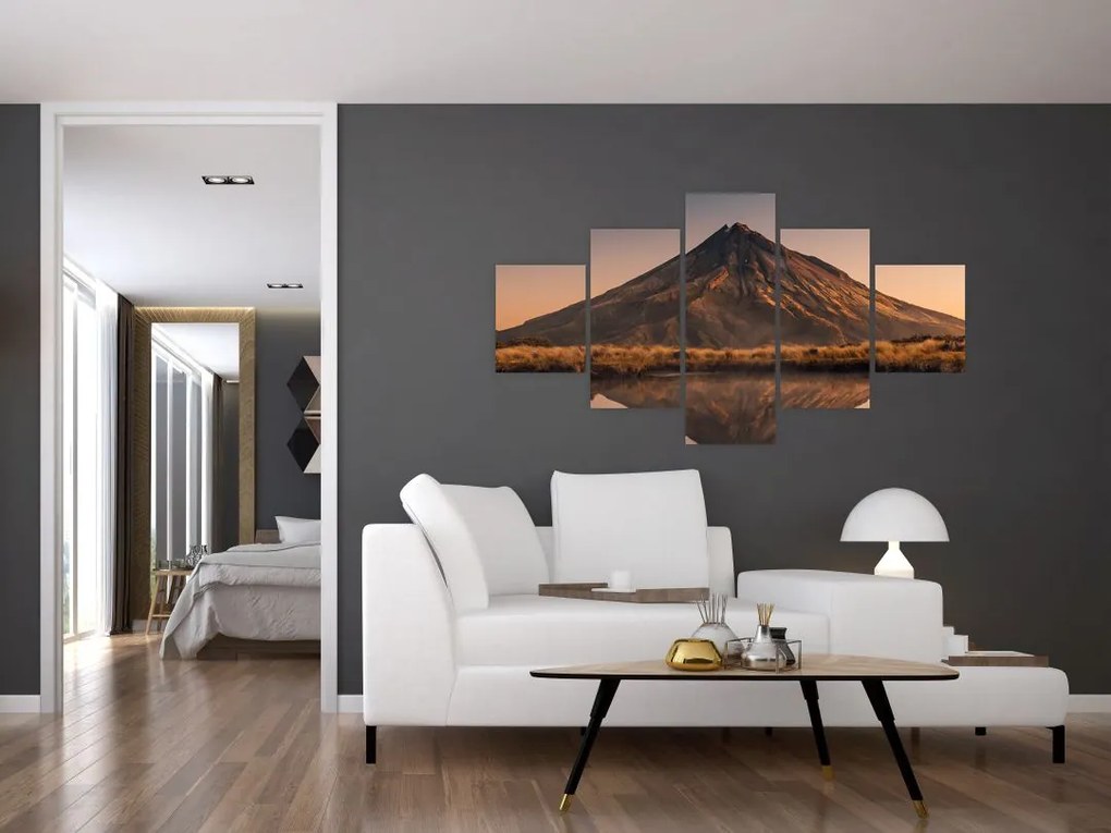 Obraz odbicia góry Taranaki, Nowa Zelandia (125x70 cm)