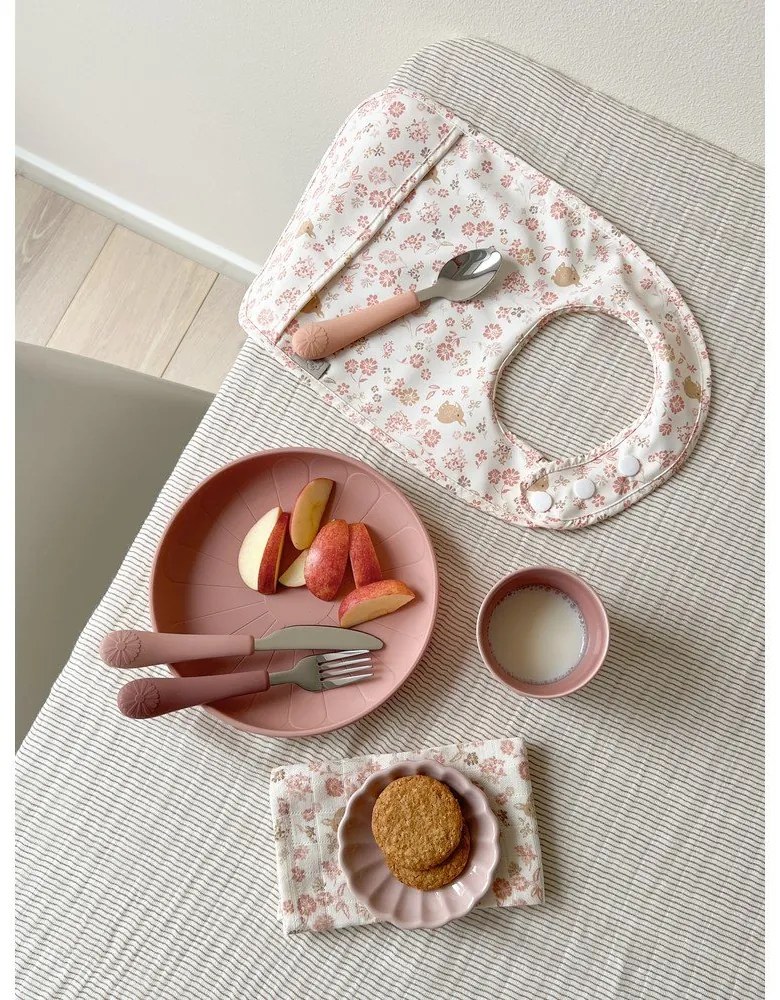 Czerwono-łososiowe sztućce dla dzieci z silikonu 3 szt. Rose Mix – Cam Cam Copenhagen