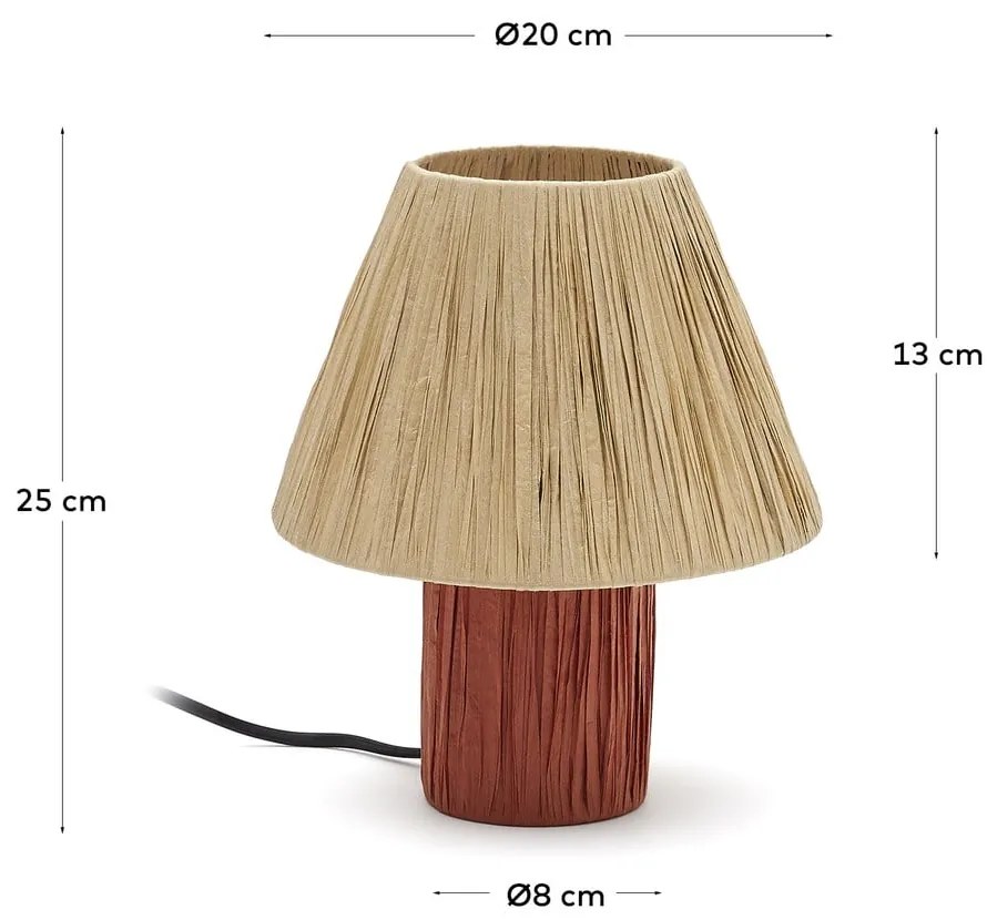 Lampa stołowa w ceglasto-naturalnym kolorze (wysokość 25 cm) Pulmi – Kave Home