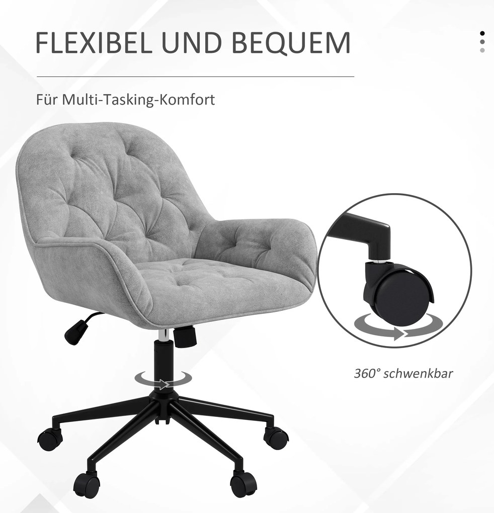 Vinsetto Ergonomiczny fotel wypoczynkowy z miękkim mechanizmem regulacji Jasnoszary metaliczny aksamit