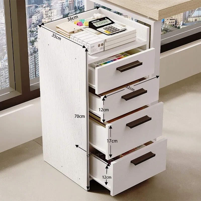 Komoda biała kontenerek pod biurko biurowy regał szafka 4 szuflady wysoka