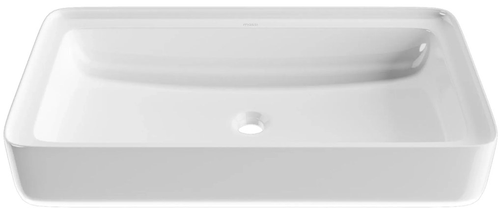 Umywalka ceramiczna nablatowa prostokątna biała bez otworu na baterię 76 x 41 cm KLUDE