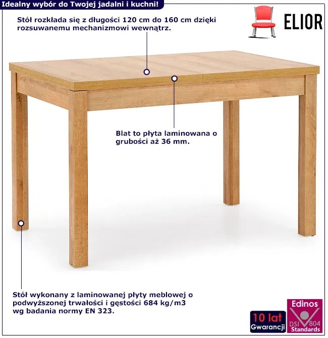 Rozkładany Stół Nowoczesny Dąb Artisan S6-F57