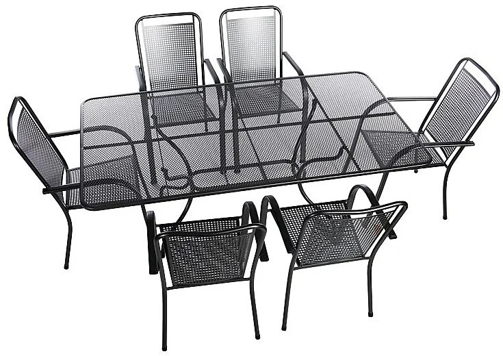 Metalowy zestaw ogrodowy SAVANA I. 1 + 6 Stół prostokątny 145x90 cm (CT0309)