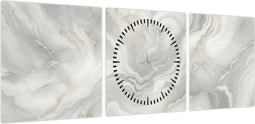 Obraz - Naturalna tekstura marmuru (z zegarem) (90x30 cm)