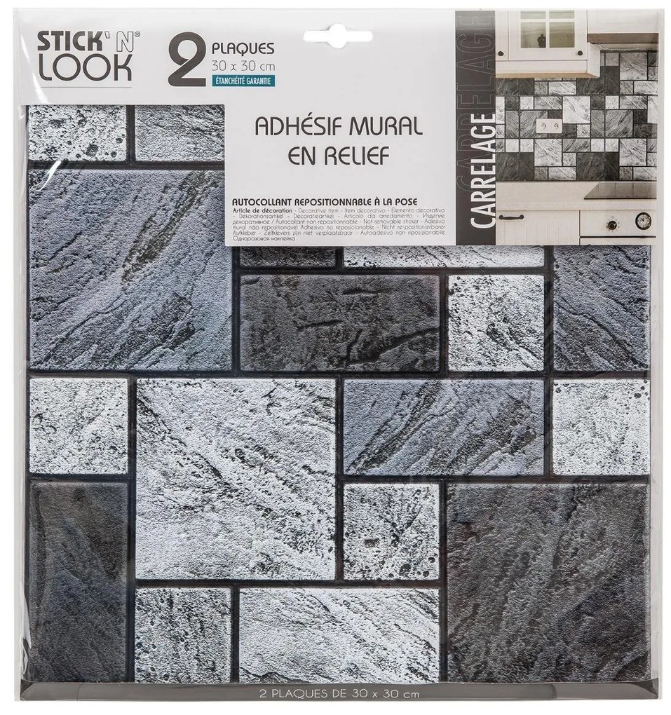 Naklejki ścienne z PCV do kuchni, imitacja kamienia, 30 x 30 cm, 2 sztuki
