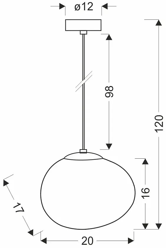 Loftowa czarna lampa wisząca z mlecznym kloszem 20 cm - D206 Skalo