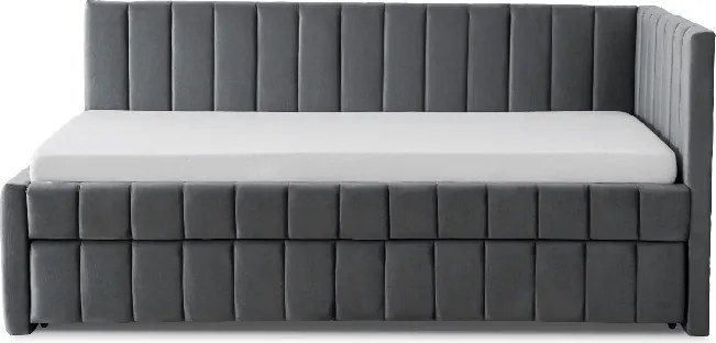 Łóżko Tapicerowane 90x200 cm VILLEMO Podwójne ze Stelażem Rozkładane Młodzieżowe Szare