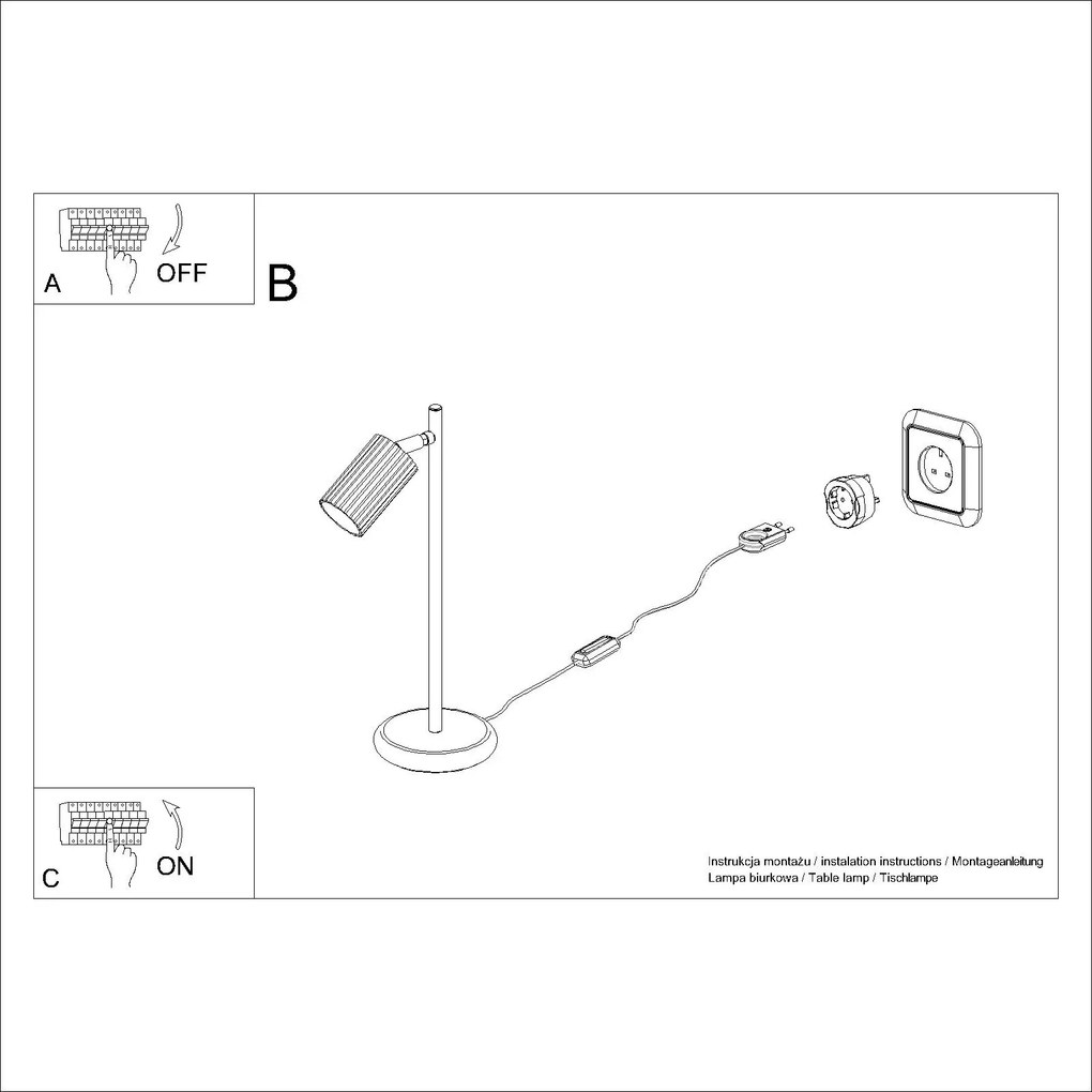 Lampa biurkowa KARBON taupe ryflowana SOLLUX  LIGHTING