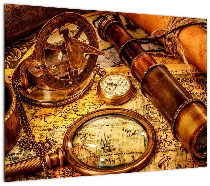 Obraz na szkle - Historyczne narzędzia marynarzy (70x50 cm)