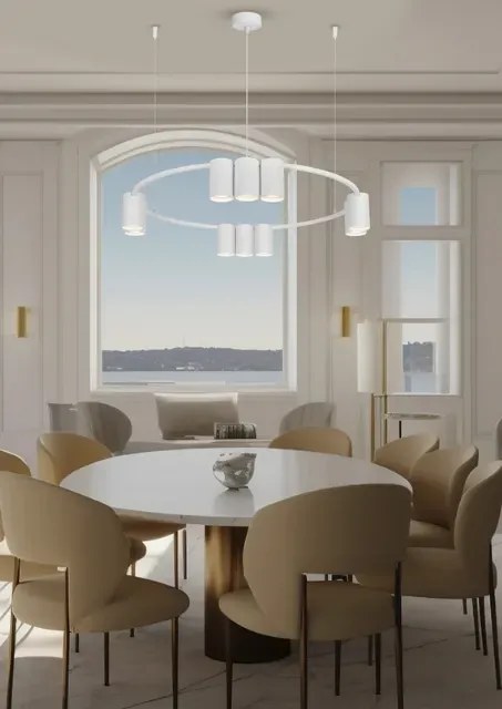 Biała nowoczesna lampa 10 punktowa K406 W9-B70