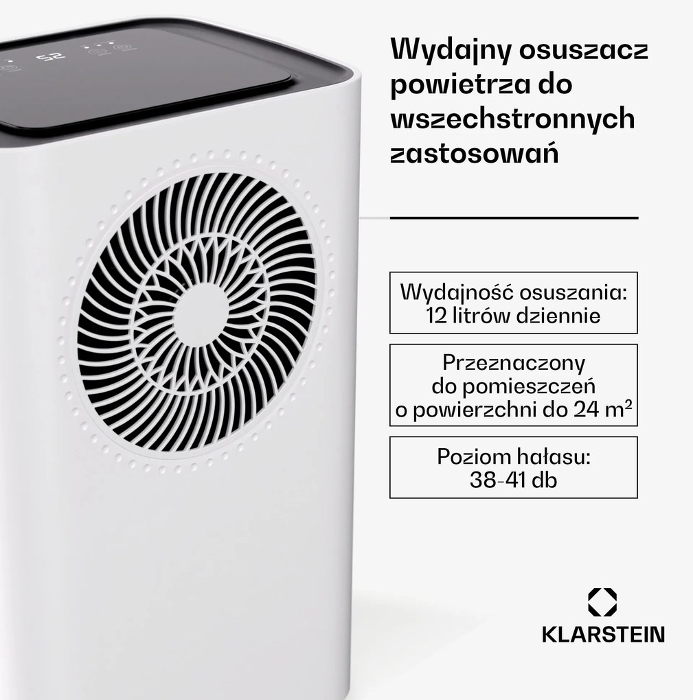 Klarstein CircleDry Smart 12L/24h 2L Osuszacz powietrza Biały