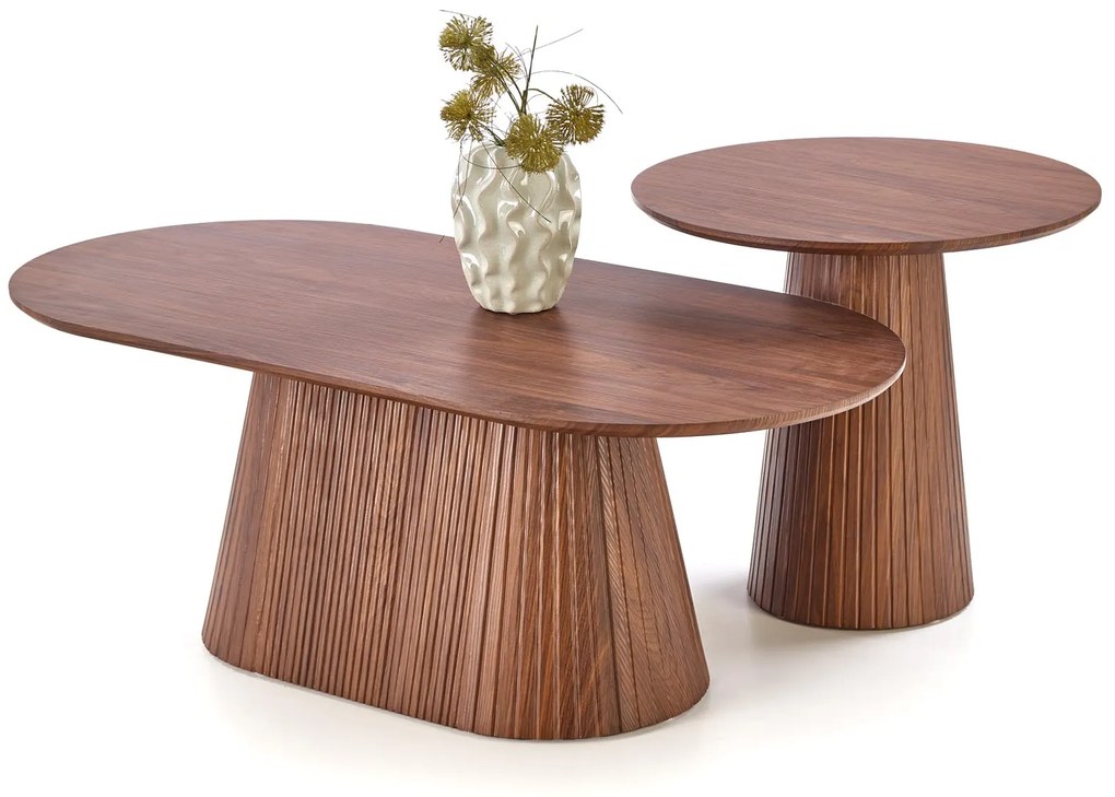 Mała ława okrągła orzechowa MDF 60/55 cm GISELA S