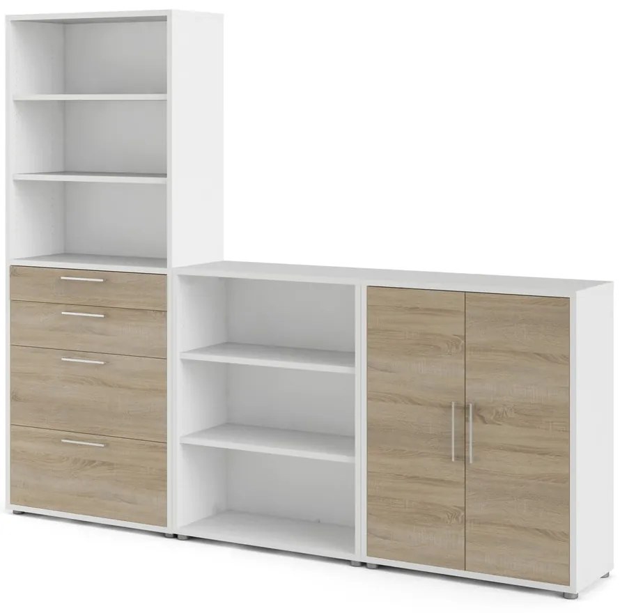 Biały regał modułowy w dekorze dębu 268x222 cm Prima – Tvilum