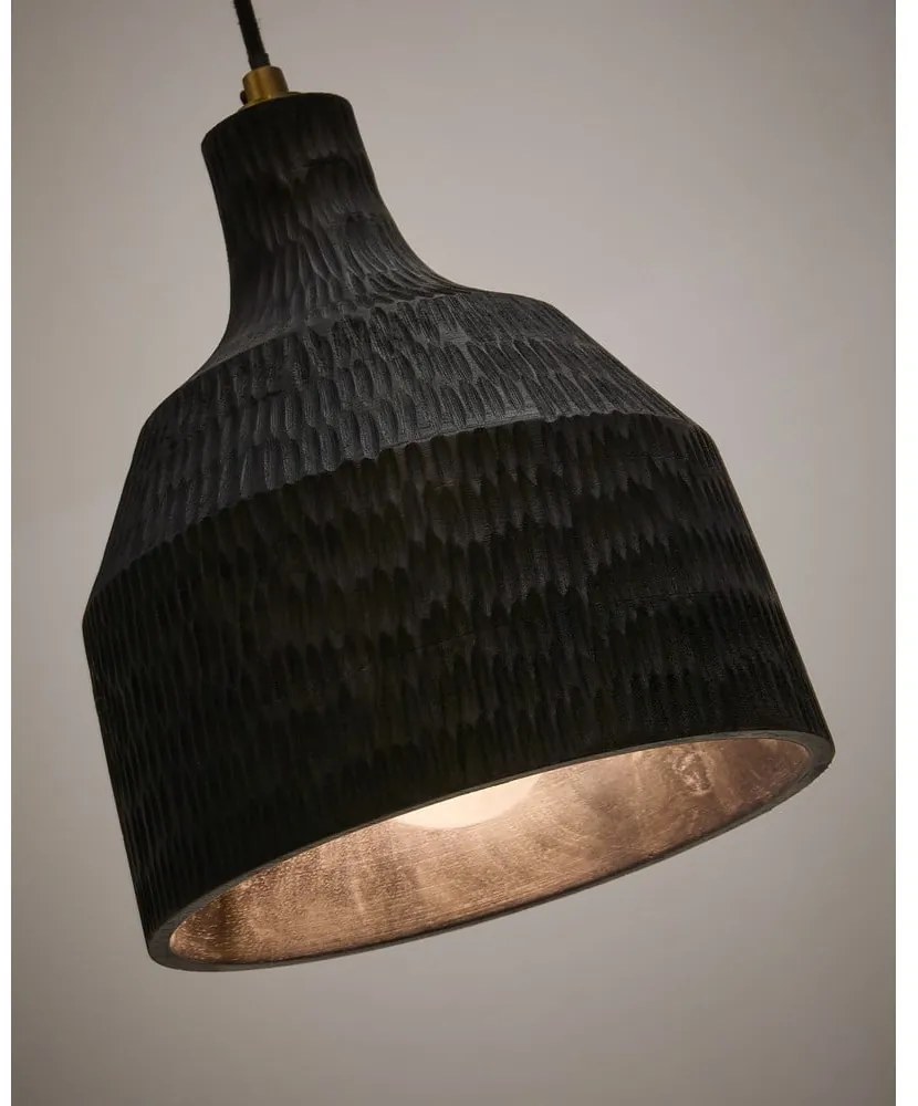 Czarna lampa wisząca z drewnianym kloszem ø 21 cm Amire – Kave Home