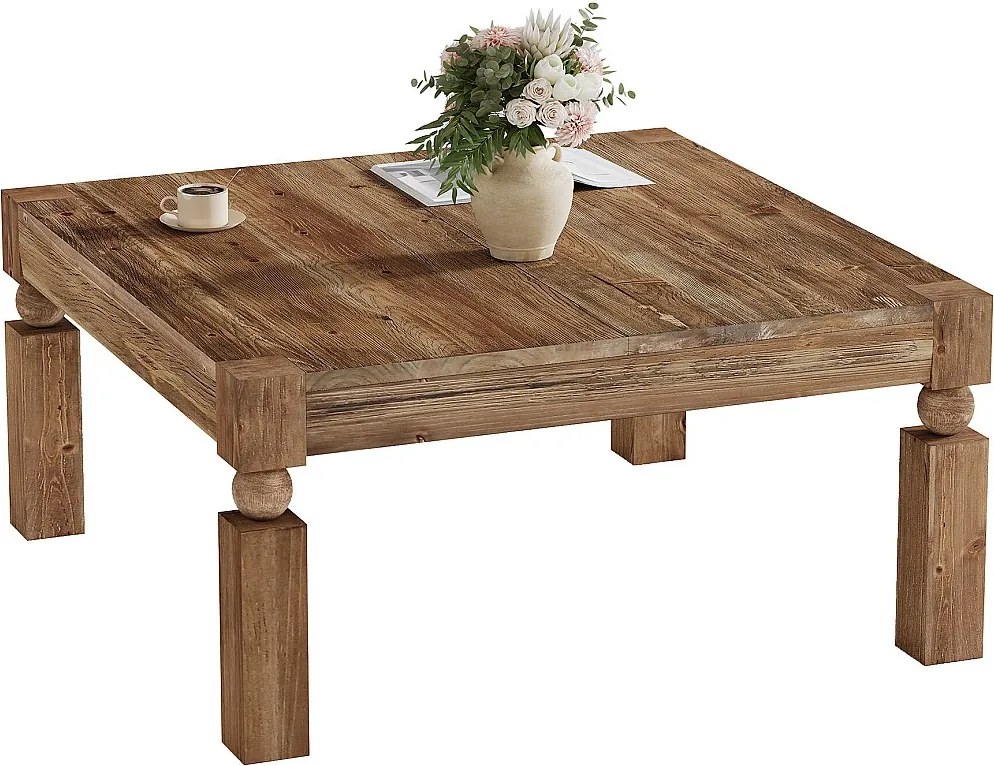 Stolik kawowy z litego drewna, 100 cm, prostokątny stolik do salonu w stylu mid-century modern