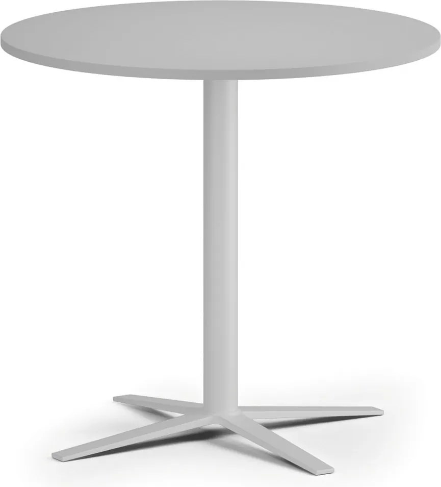 Stolik kawowy AURA, średnica 60 cm, biała podstawa, szary