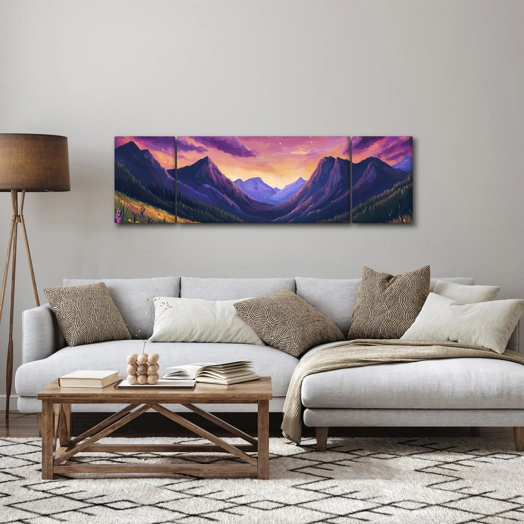 Obraz - Fioletowy krajobraz (170x50 cm)