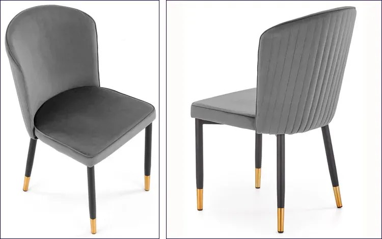 Szare pikowane krzesło tapicerowane glamour N4-S45