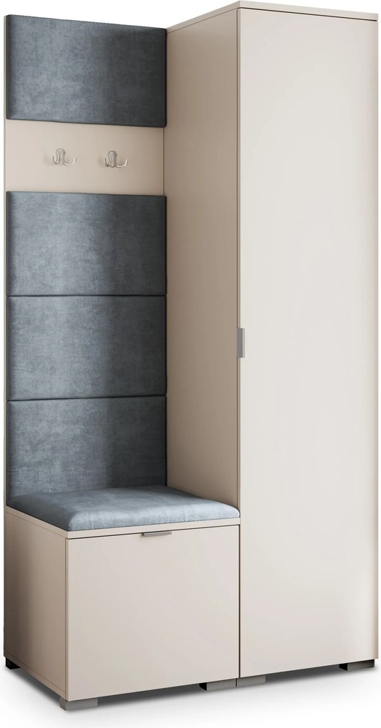 Masseno Garderoba LORI 95/181/51 cm Nowoczesna Szafa do Przedpokoju Kaszmir, MONOLITH 85 (Szary)