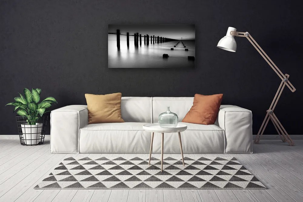 Obraz na płótnie Drewniane Molo we Mgle