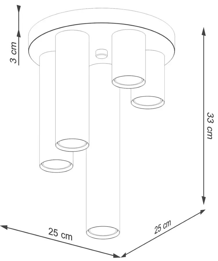Pięciopunktowa biała lampa sufitowa - M093-Vekel