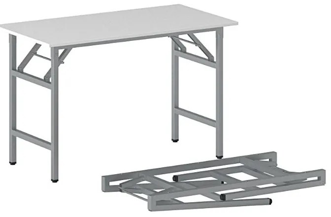 Stół konferencyjny FAST READY, 120x60 cm, szaro-srebrna podstawa, biały