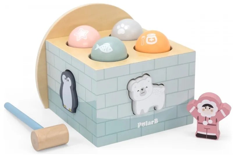 Viga polarb drewniany przebijak igloo z młoteczkiem figurkami i sorterem