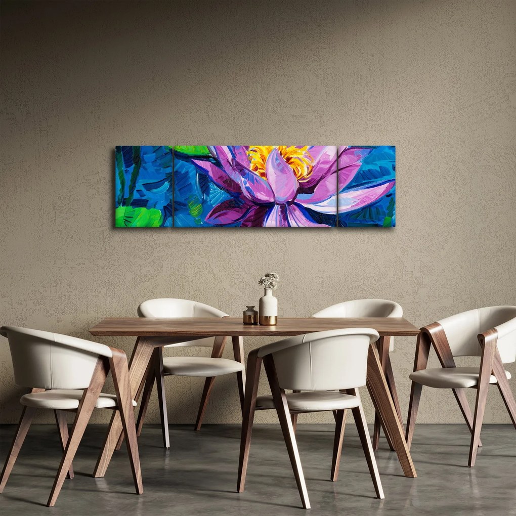 Obraz lilii wodnej na wodzie (170x50 cm)
