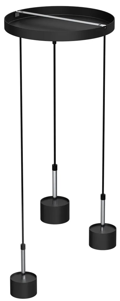 Lampa wisząca ARENA BLACK/SILVER 3xGX53, czarna, na kole potrójna