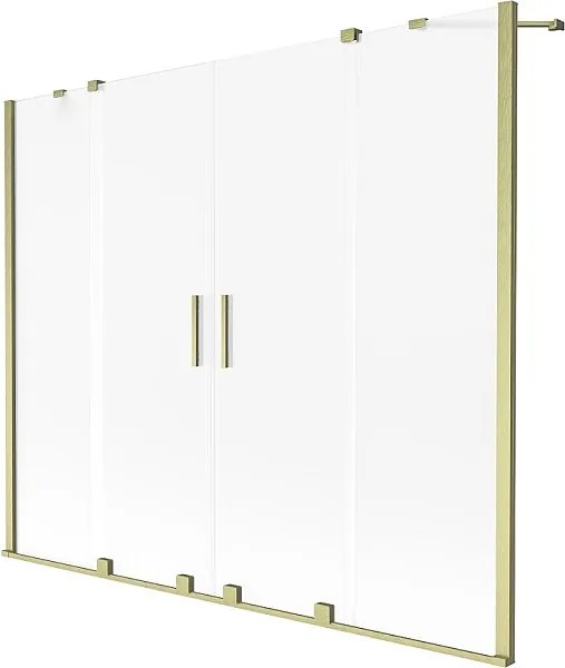 Mexen Velar Duo parawan nawannowy 2-skrzydłowy rozsuwany 200 x 150 cm, szron, złoty szczotkowany - 896-200-000-32-55