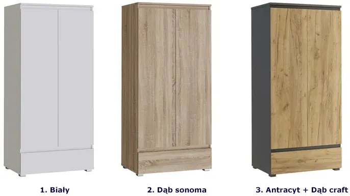 Szafa z drążkiem i półkami na nóżkach z gładkim frontem antracyt + dąb craft - Elsinor 10X