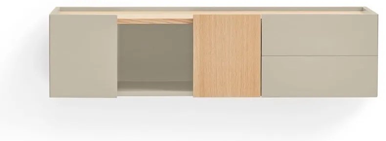 Beżowo-naturalna niska komoda w dekorze dębu 110x23 cm Otto – Teulat