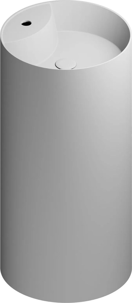 Umywalka z konglomeratu wolnostojąca okrągła szara matowa 87 x 44 cm KALMI GREY MATT z otworem na baterię : Podłączenie syfonu - Do podłogi