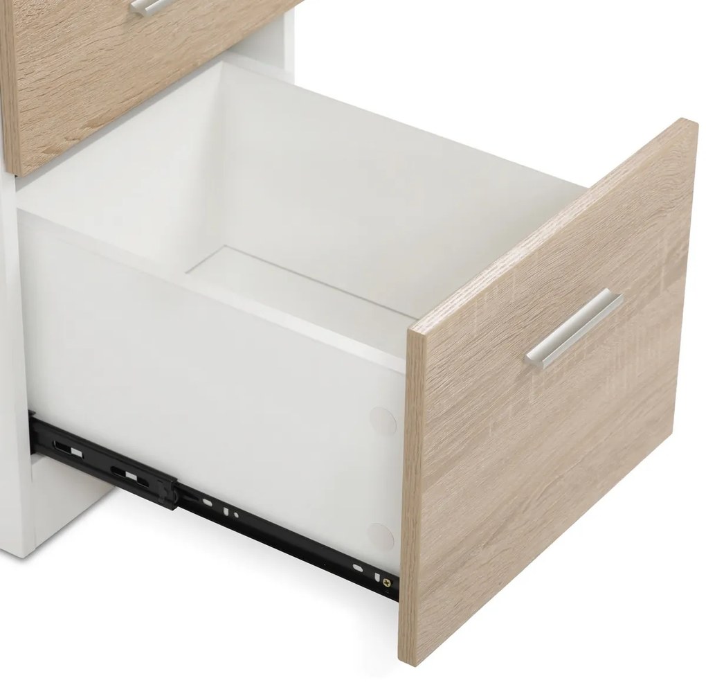 Biurko 3218 SON, białe i dąb sonoma