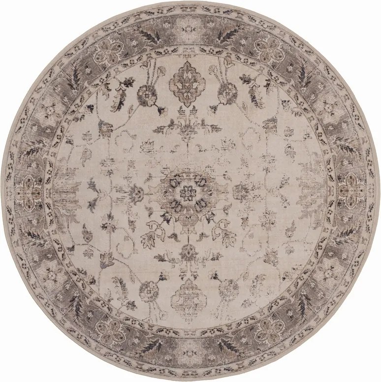 Dywan vintage INKA Arabeska z Efektem Postarzenia Beżowy koło 200 cm x 200 cm