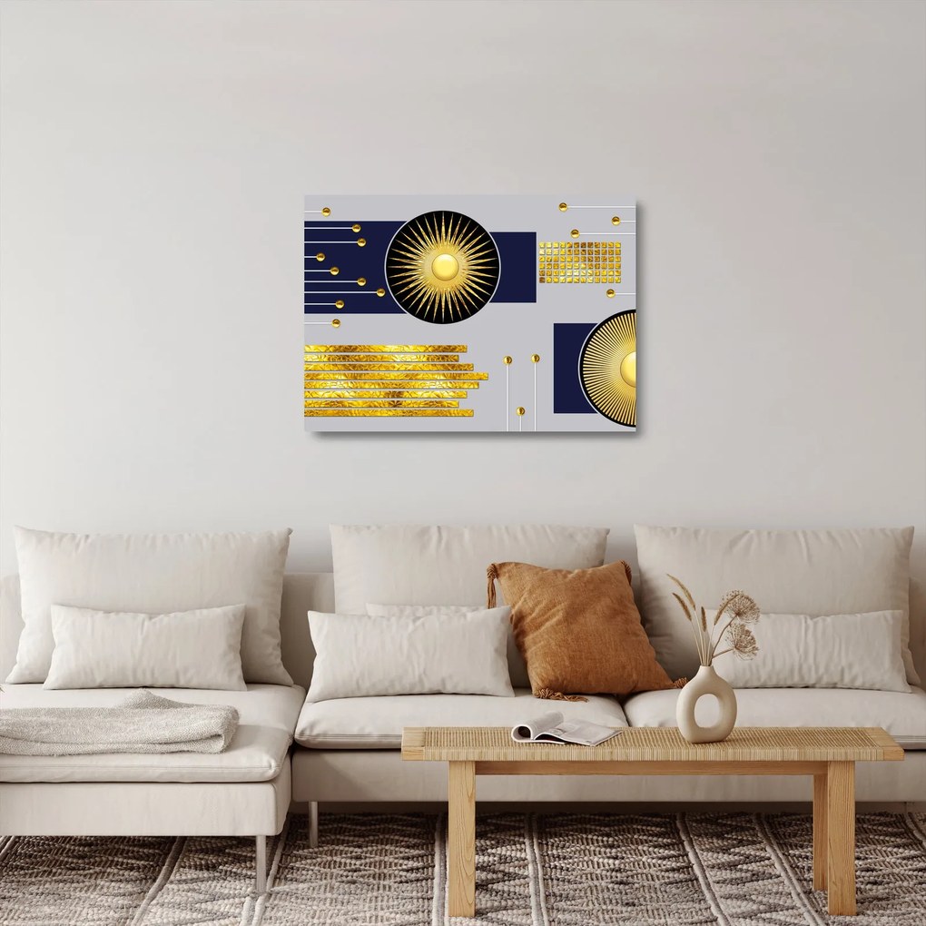 Obraz na szkle - Złote koła (70x50 cm)